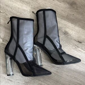 Chic Black Sheer (mesh) Ankle Boots